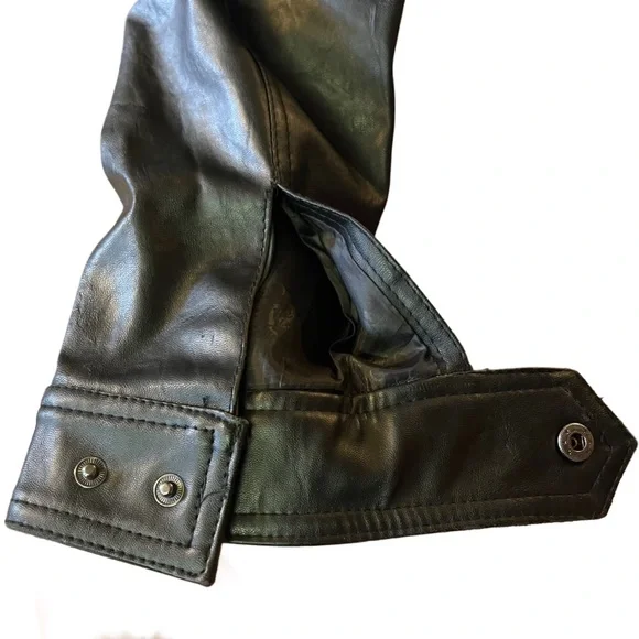 Emporio & Co. Vintage Men's Black Leather Jacket, Size Medium.